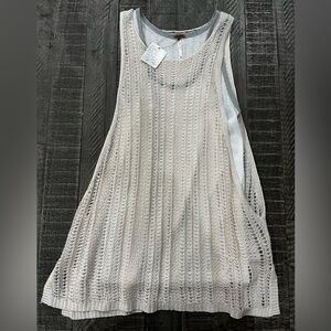 Free People Gray and Cream Knit Top